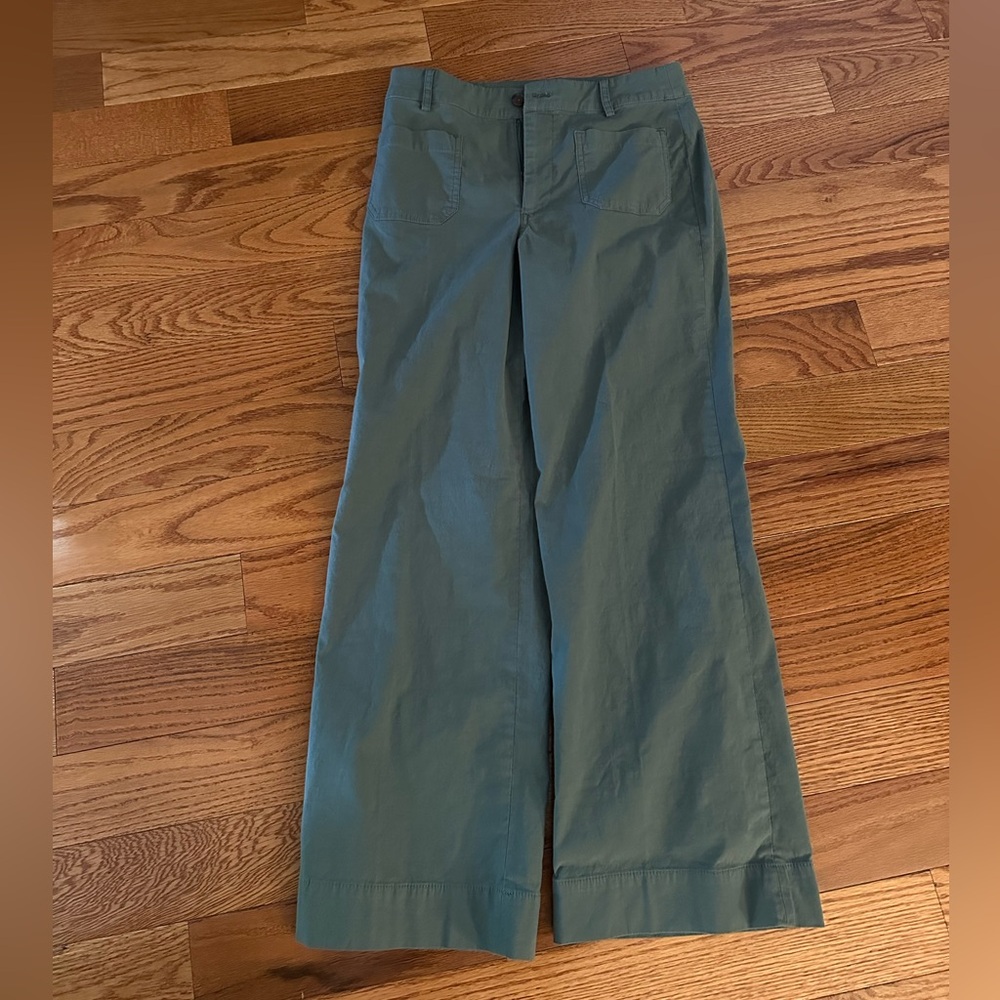 J. Crew Petite Wide-Leg Green Pants